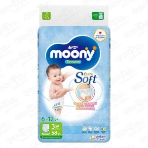 Фото для Подгузники-трусики Moony М 6-12кг 58шт