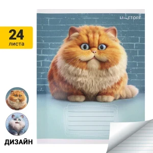 Фото для Тетрадь Осторожно кот в линейку 24л в ассортименте