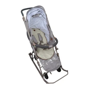 Фото для Коляска-санки комбинированная с муфтой и сумкой для хранения бежевая 