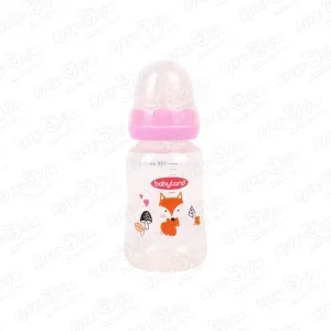 Бутылка babyland с силиконовой соской с лисенком розовая 150мл с 0мес