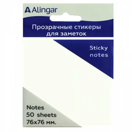 Фото для Блок для записей клейкий 76х76мм Alingar 50л прозрачные