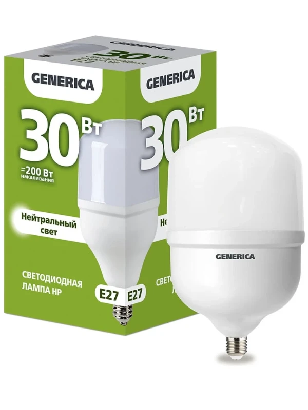 
Лампа светодиодная НР 30Вт 230В 4000К Е27 GENERICA