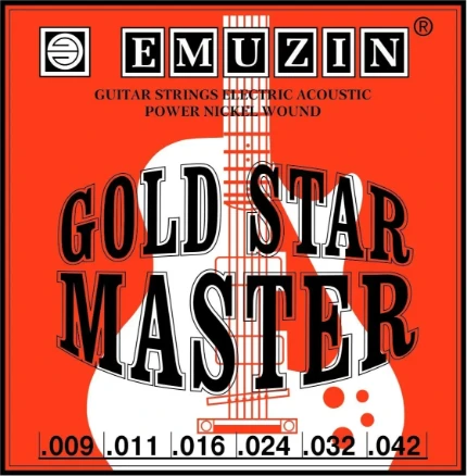 Фото для Струны для электрогитары Emuzin 6ГСМ-02 Gold Star Master 9-42, Emuzin (Емузин)