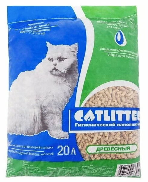 Фото для CATLITTER наполнитель 20кг древесные гранулы